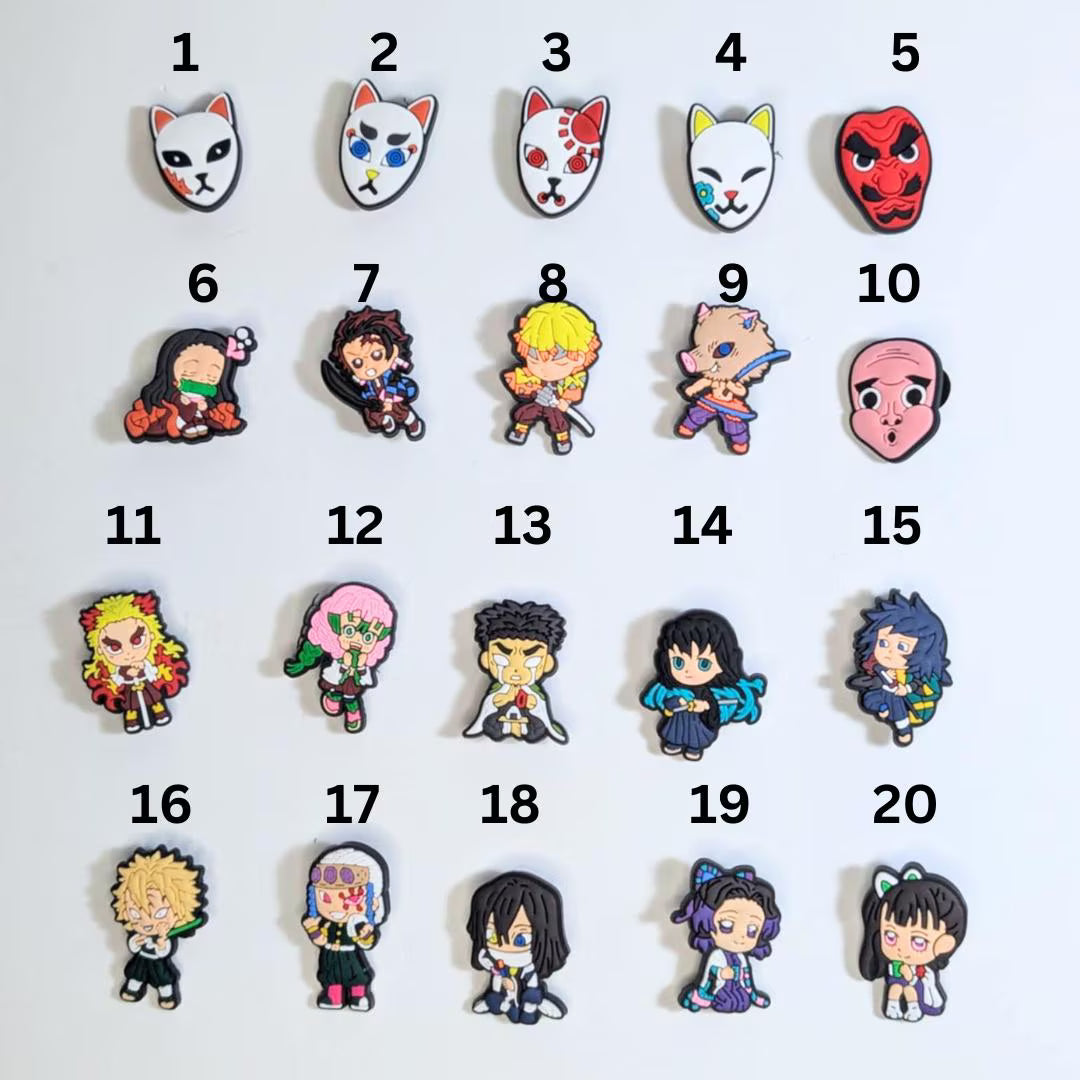 Japanese anime inspired shoe charms