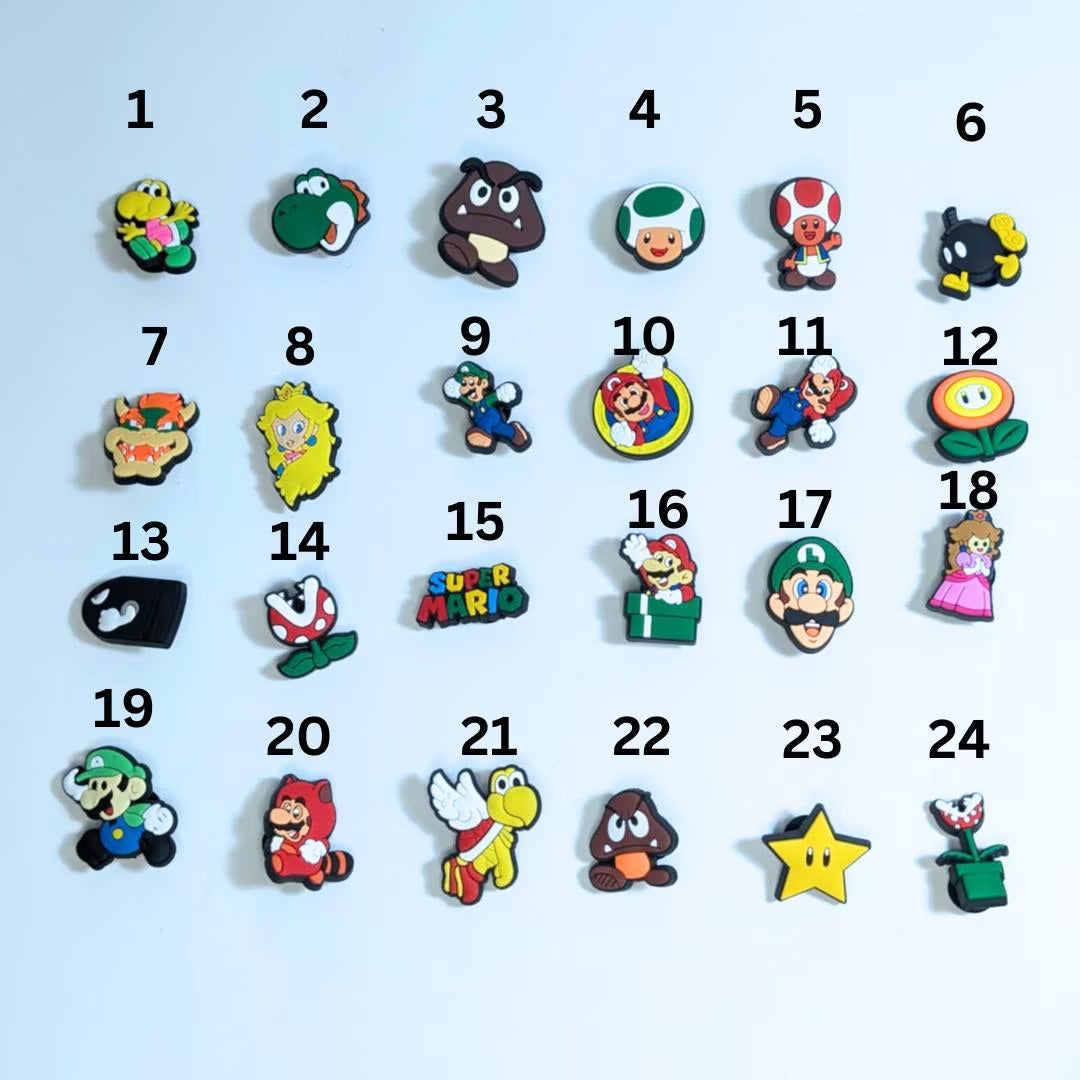 Video game inspired shoe charms