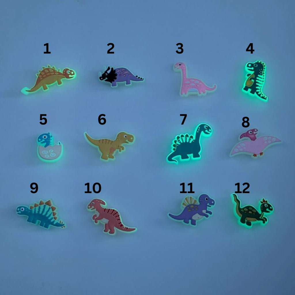 Dino shoe charms / Glow in the dark.