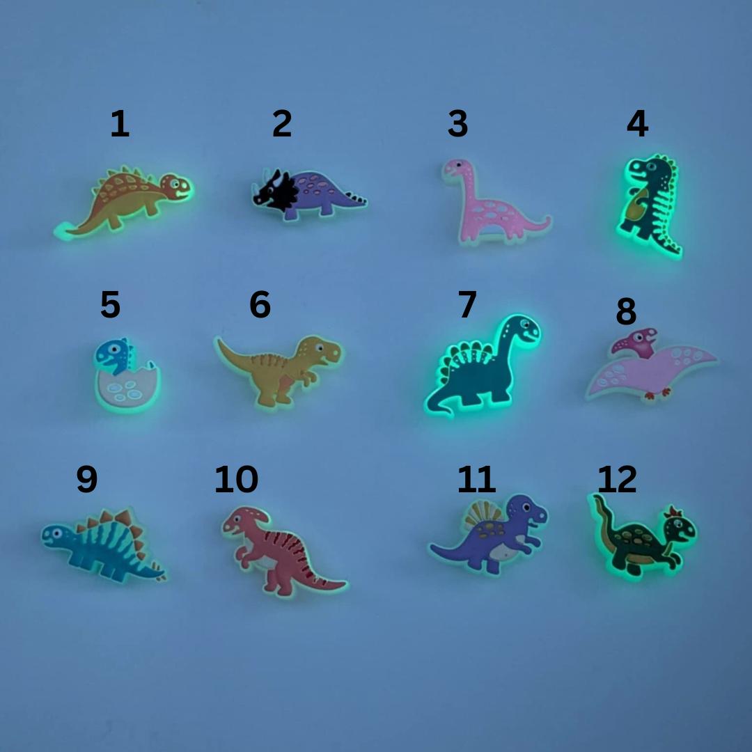 Dino shoe charms / Glow in the dark.