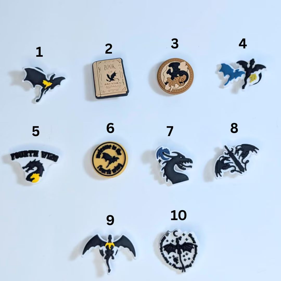 Novel inspired shoe charms